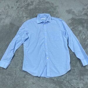 Calvin Klein Mens Blue Dress Shirt Active Performance Stretch L a0845